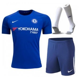 Chelsea 2017/18 Home Soccer Jersey Kits (Shirt+Shorts+Socks)