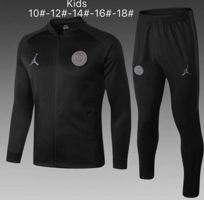 Kids PSG x Jordan 2018/19 Black Jacket + Pants Training Suit