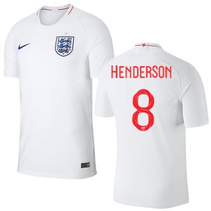 England 2018 FIFA World Cup JORDAN HENDERSON 8 Home Shirt Soccer Jersey