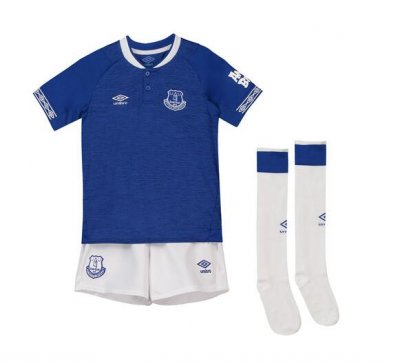 Everton 2018/19 Home Kids Soccer Whole Kit Children Shirt + Shorts + Socks