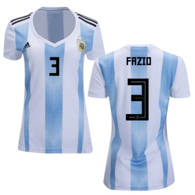 Argentina 2018 FIFA World Cup Home Federico Fazio #3 Women Jersey Shirt