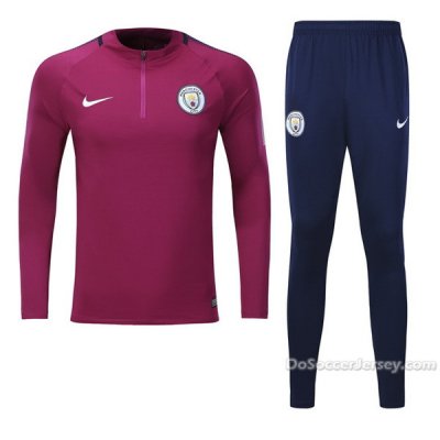 Manchester City 2017/18 Purple Training Kit(Zipper Shirt+Trouser)