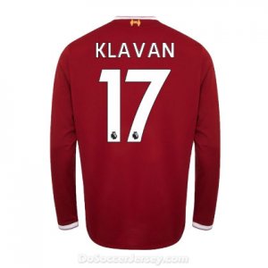 Liverpool 2017/18 Home Klavan #17 Long Sleeved Shirt Soccer Jersey