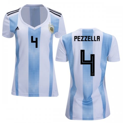 Argentina 2018 FIFA World Cup Home German Pezzella #4 Women Jersey Shirt