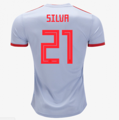 Spain 2018 World Cup Away David Silva Shirt Soccer Jersey