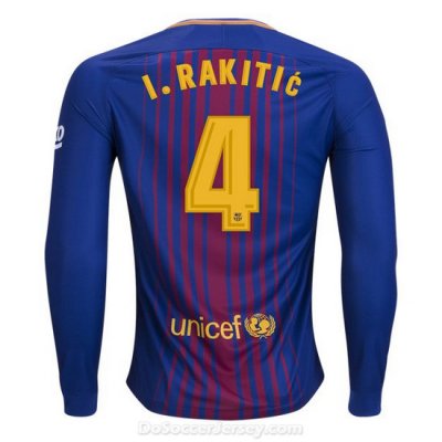 Barcelona 2017/18 Home I. Rakitic #4 Long Sleeved Shirt Soccer Jersey