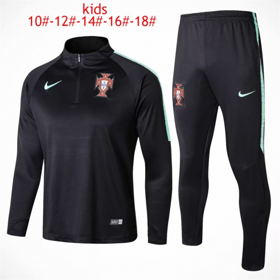 Kids Portugal FIFA World Cup 2018 Training Suit Zipper Black - Click Image to Close