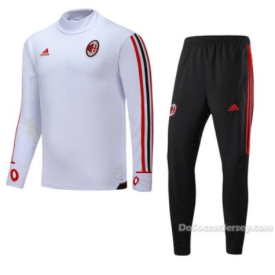 AC Milan 2017/18 White&Black Training Kit(Turtleneck Shirt+Trouser)