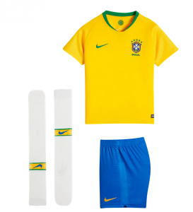 Brazil FIFA World Cup 2018 Home Kids Soccer Whole Kit (Shirt+Shorts+Socks)