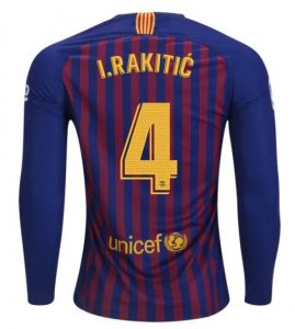 Barcelona 2018/19 Home Ivan Rakitic 4 Long Sleeve Shirt Soccer Jersey