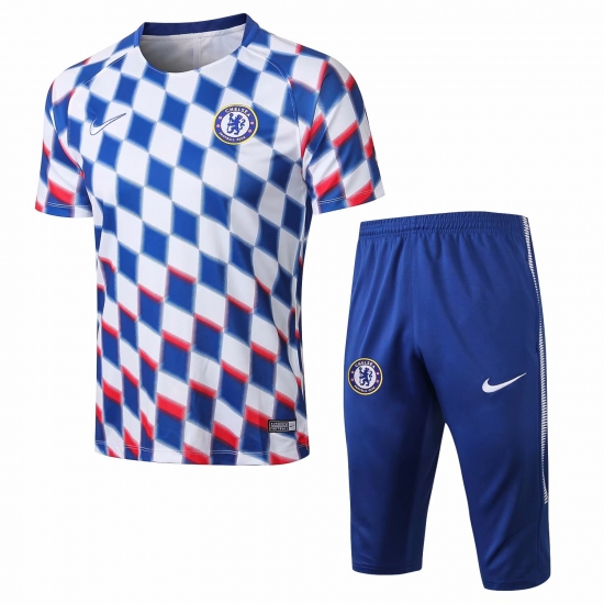 Chelsea 2018/19 Blue Patchwork Short Training Suit - Click Image to Close