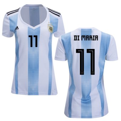 Argentina 2018 FIFA World Cup Home Angel Di Maria #11 Women Jersey Shirt