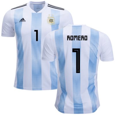 Argentina 2018 FIFA World Cup Home Sergio Romero #1 Shirt Soccer Jersey