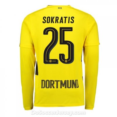 Borussia Dortmund 2017/18 Home Sokratis #25 Long Sleeve Soccer Shirt