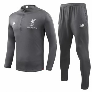Liverpool 2018/19 Gray Zipper Training Suit (Shirt+Trouser)