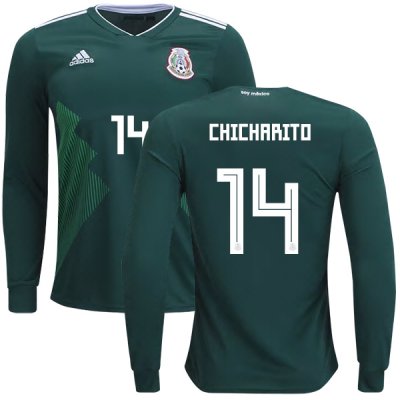 Mexico 2018 World Cup Home JAVIER HERNANDEZ 14 Long Sleeve Shirt Soccer Jersey