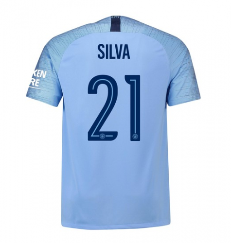 Manchester City 2018/19 Silva 21 UCL Home Shirt Soccer Jersey