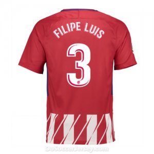Atlético de Madrid 2017/18 Home Filipe Luis #3 Shirt Soccer Jersey