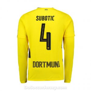 Borussia Dortmund 2017/18 Home Subotic #4 Long Sleeve Soccer Shirt