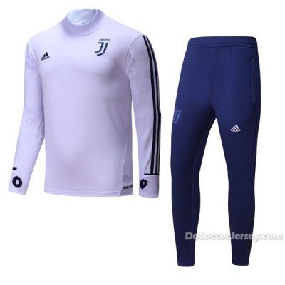 Juventus 2017/18 White&Navy Training Kit(Turtleneck Shirt+Trouser)