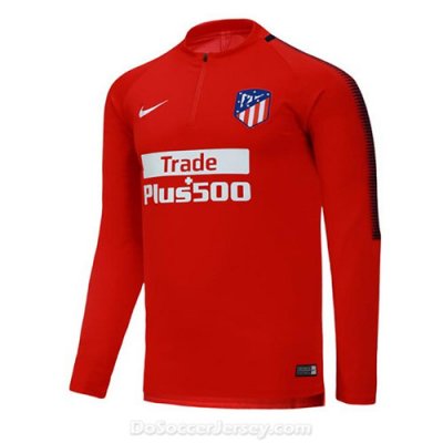 Atletico Madrid 2017/18 Red Training Zipper Sweat Top Shirt