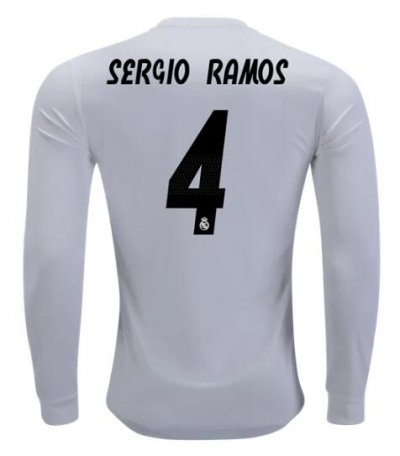 Sergio Ramos Real Madrid 2018/19 Home Long Sleeve Shirt Soccer Jersey