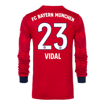 Bayern Munich 2018/19 Home 23 Vidal Long Sleeve Shirt Soccer Jersey