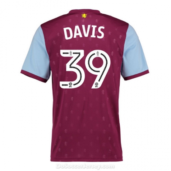 Aston Villa 2017/18 Home Davis #39 Shirt Soccer Jersey - Click Image to Close