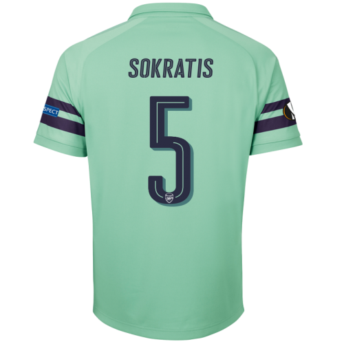 Arsenal 2018/19 Sokratis Papastathopoulos 5 UEFA Europa Third Shirt Soccer Jersey