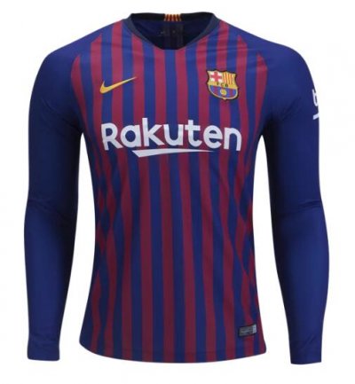 Barcelona 2018/19 Home Long Sleeve Shirt Soccer Jersey