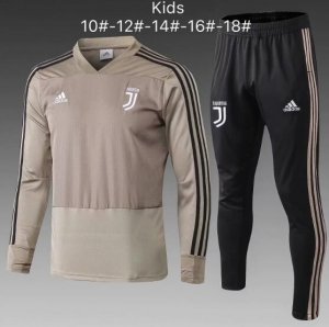 Kids Juventus 2018/19 V-Neck Apricot Training Suit (Sweatshirt+Pants)