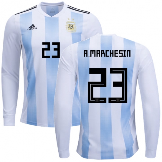 Argentina 2018 FIFA World Cup Home Agustin Marchesin #23 LS Jersey Shirt - Click Image to Close