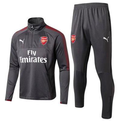 Arsenal 2017/18 Gray Training Suits(High Neck Zipper Shirt+Trouser)