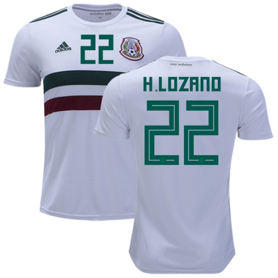 Mexico 2018 World Cup Away HIRVING LOZANO 22 Shirt Soccer Jersey - Click Image to Close