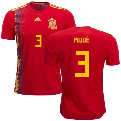 Spain 2018 World Cup GERARD PIQUE 3 Home Shirt Soccer Jersey