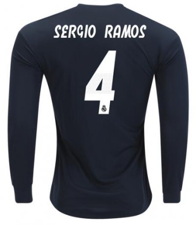 Sergio Ramos Real Madrid 2018/19 Away Long Sleeve Shirt Soccer Jersey
