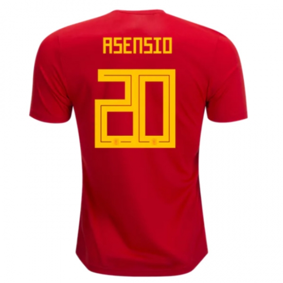 Spain 2018 World Cup Home Marco Asensio #20 Shirt Soccer Jersey - Click Image to Close