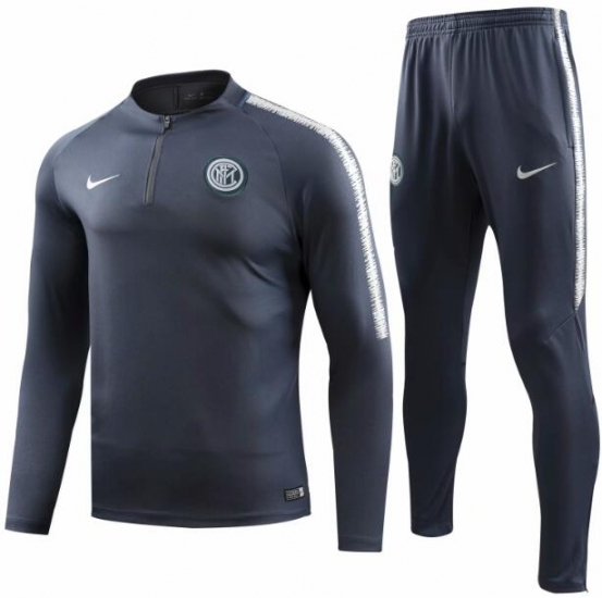 Inter Milan 2018/19 Dark Grey Training Suit (Sweat Shirt+Trouser) - Click Image to Close