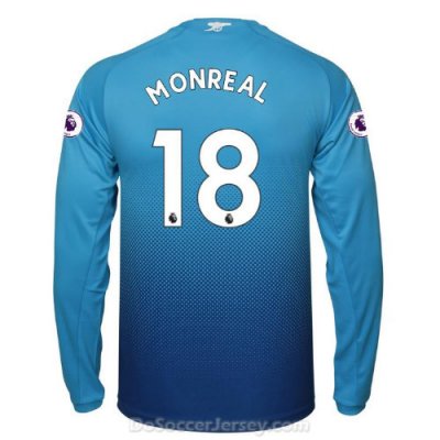 Arsenal 2017/18 Away MONREAL #18 Long Sleeved Shirt Soccer Jersey