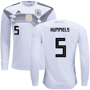 Germany 2018 World Cup MATS HUMMELS 5 Long Sleeve Home Shirt Soccer Jersey