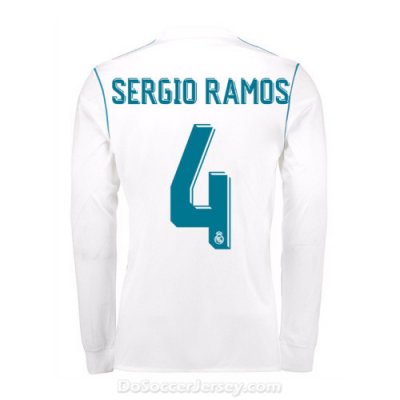 Real Madrid 2017/18 Home Sergio Ramos #4 Long Sleeved Shirt Soccer Jersey