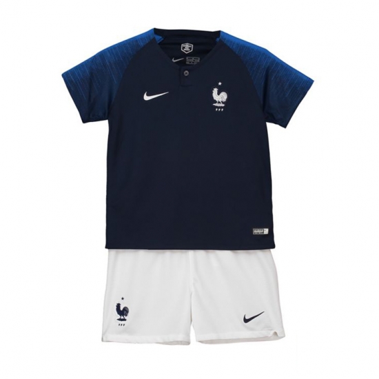 France 2018 World Cup Home Kids Soccer Kit Children Shirt And Shorts - Click Image to Close