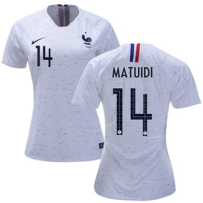 France 2018 World Cup BLAISE MATUIDI 14 Women's Away Shirt Soccer Jersey