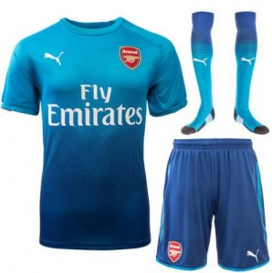 Arsenal 2017/18 Away Blue Soccer Jersey Kits (Shirt+Shorts+Socks)