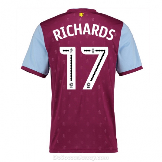 Aston Villa 2017/18 Home Richards #17 Shirt Soccer Jersey - Click Image to Close