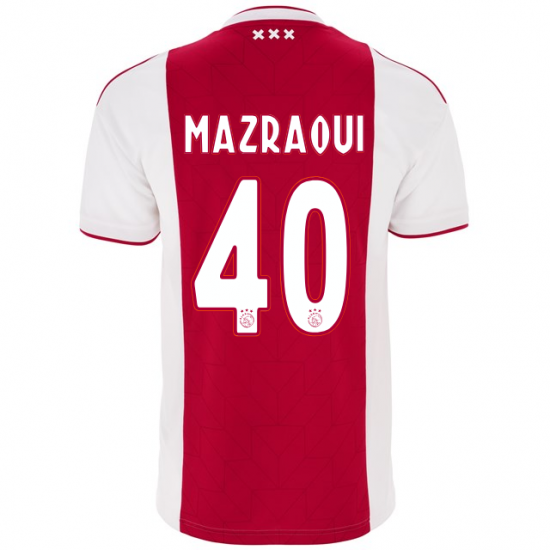Ajax 2018/19 noussair mazraoui 40 Home Shirt Soccer Jersey - Click Image to Close