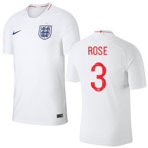 England 2018 FIFA World Cup DANNY ROSE 3 Home Shirt Soccer Jersey