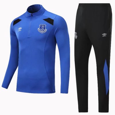 Everton 2017/18 Blue Training Suits(Zipper Shirt+Trouser)