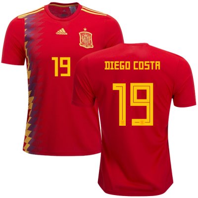 Spain 2018 World Cup DIEGO COSTA 19 Home Shirt Soccer Jersey