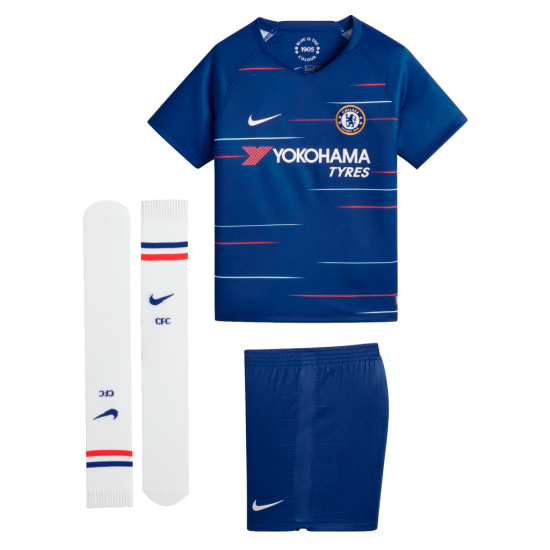 Chelsea 2018/19 Home Kids Soccer Jersey Whole Kit Children Shirt + Shorts + Socks - Click Image to Close